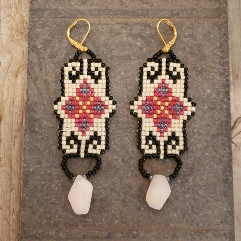 Rose Jade Ukrainian motif earrings