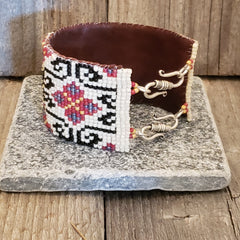 Ukrainian Motif bracelet, leather backing