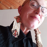 Spectacular White Ukrainian Fringe earrings